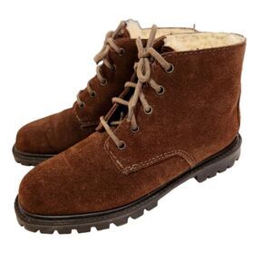 Eddie Bauer Brown Suede Sherpa Lined Ankle Boots Women's Size 6.5